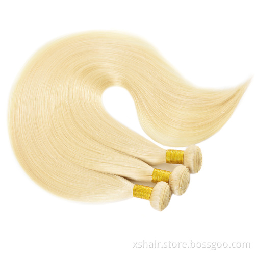 Virgin human hair straight blonde hair bundles with frontal brazilian human hair weave bundles